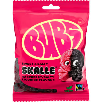 Bubs Godis Påse Hallon/Lakrits Skalle - 90 g